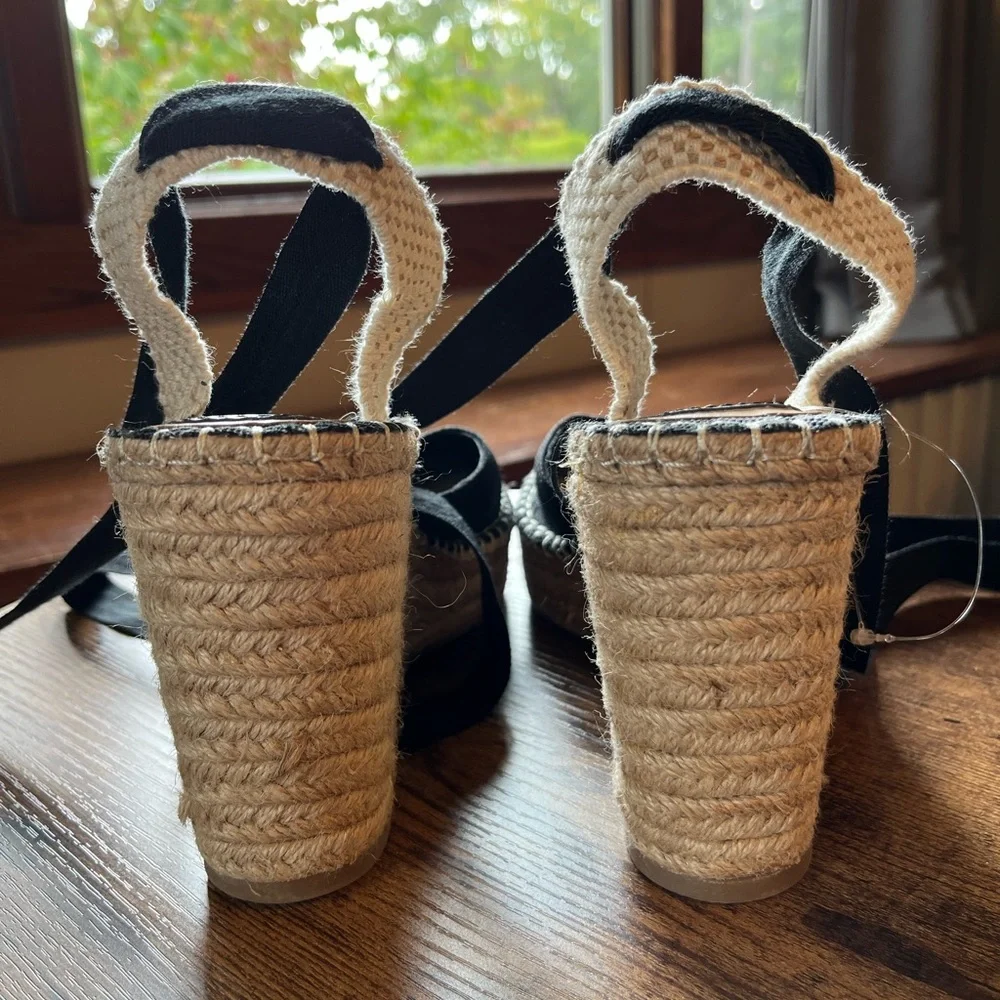 NEW ZARA Ankle Tie Raffia Espadrille Wedge Sandals, 10 - Picture 9 of 12
